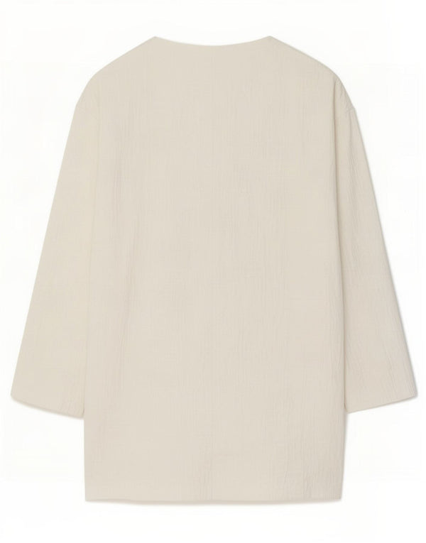 Zara Damen-Blazer, lang geschnitten, übergroß, UK 6, XS, weiße Baumwolle