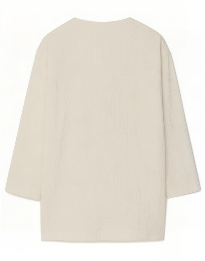 Zara Damen-Blazer, lang geschnitten, übergroß, UK 6, XS, weiße Baumwolle