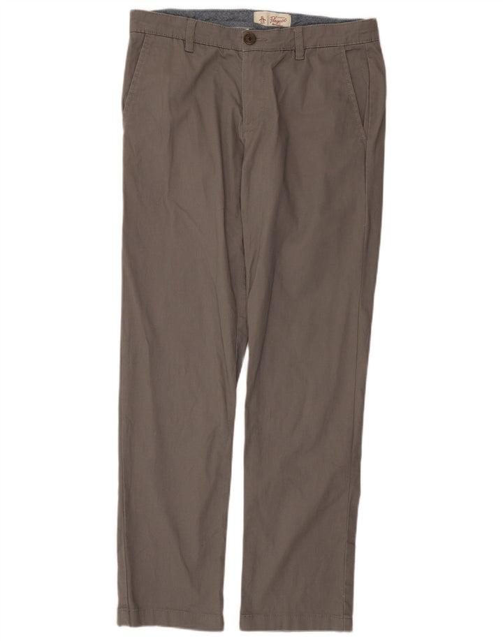 Penguin Slim Chino-Hose für Herren, W32, L32, graue Baumwolle