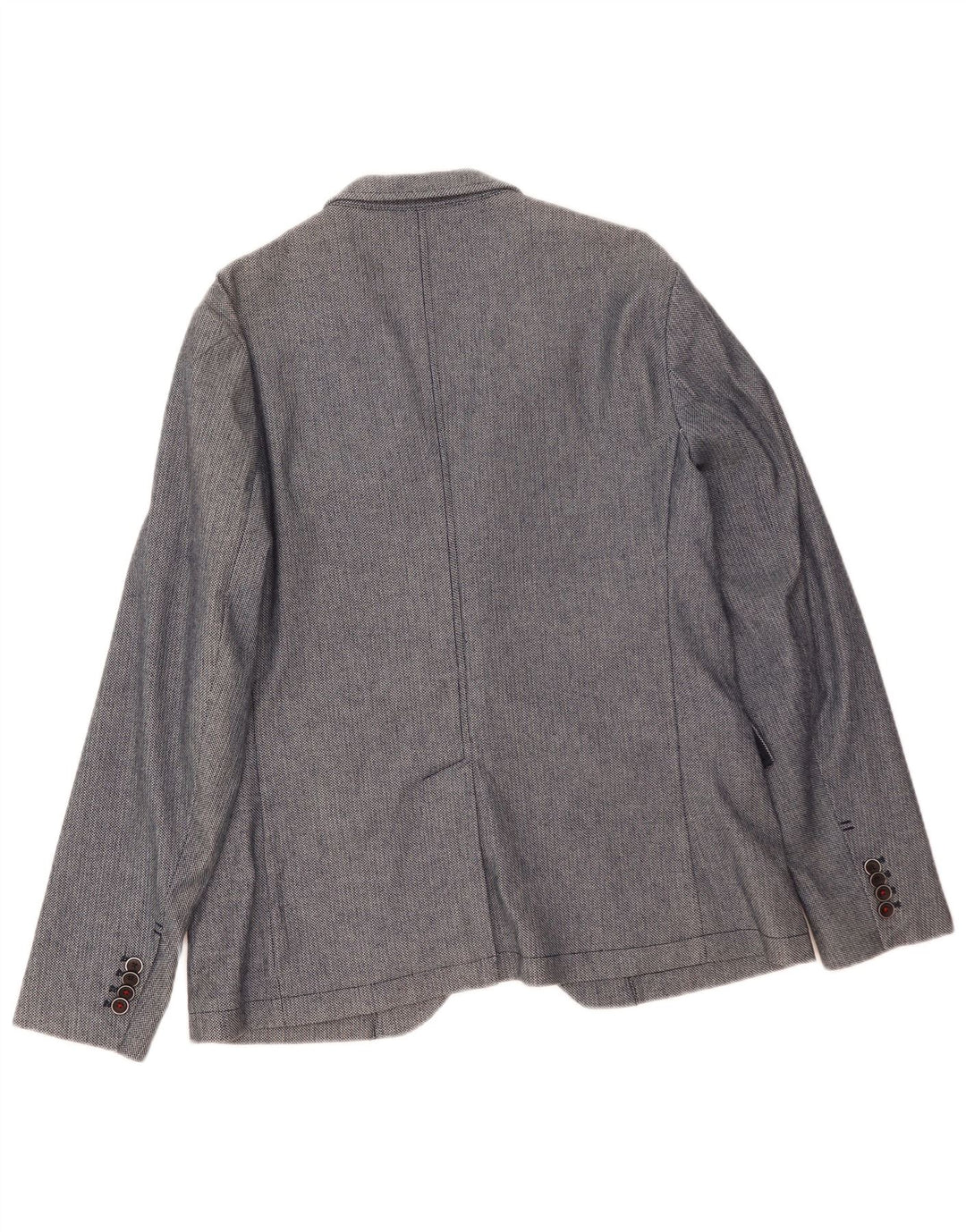 Zara Herren-Blazerjacke mit 2 Knöpfen, EU 54, XL, blaues geometrisches Polyester