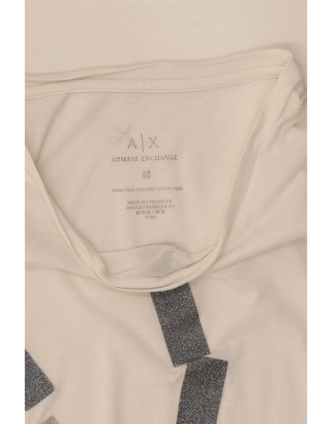 ARMANI EXCHANGE Womens Graphic T-Shirt Top UK 12 Medium White Cotton Vintage Armani Exchange and Second-Hand Armani Exchange from Messina Hembry 