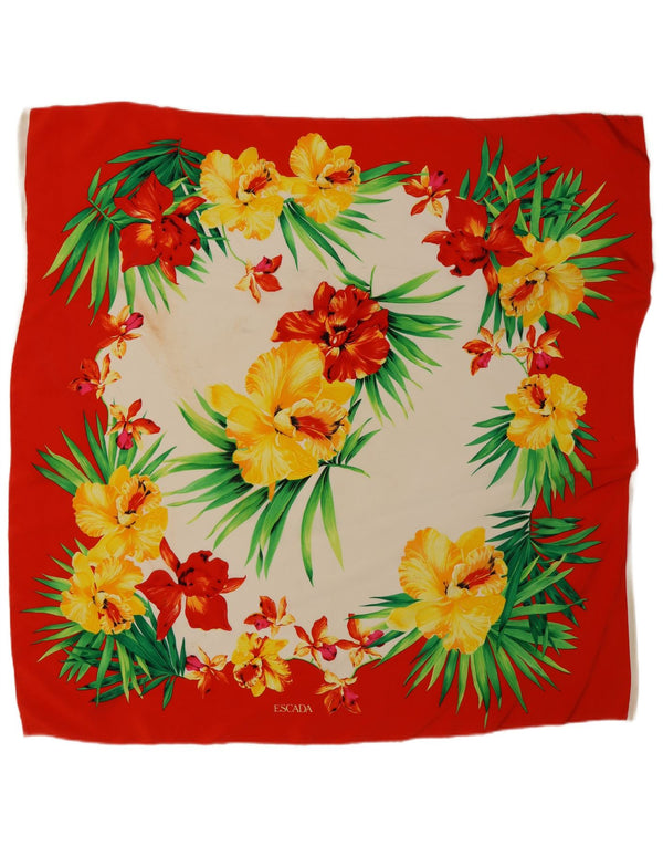 Escada Damen-Quadratschal, Einheitsgröße, rotes Blumenmuster