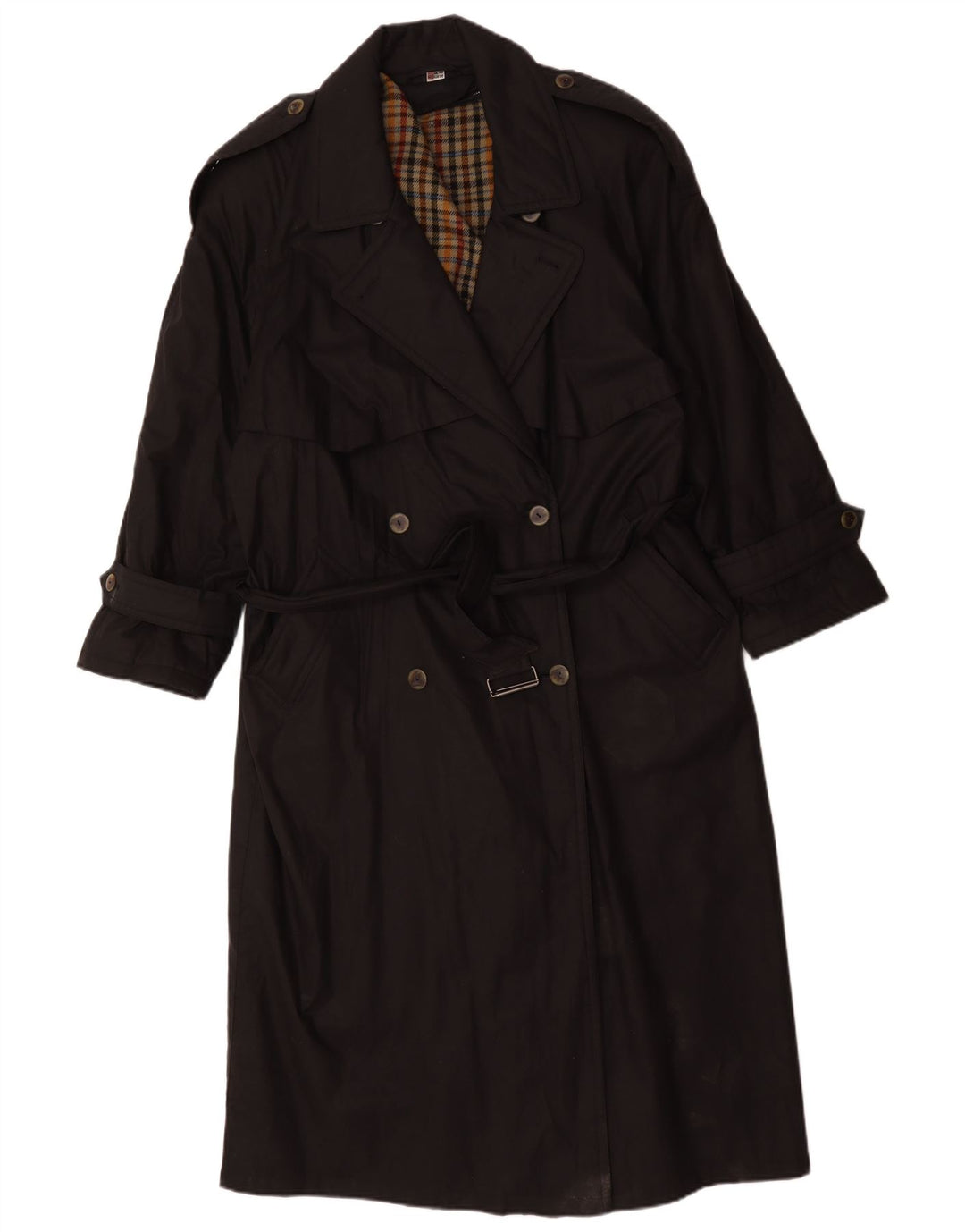 Vintage Damen Übergroßer Trenchcoat UK 16 Large Schwarz