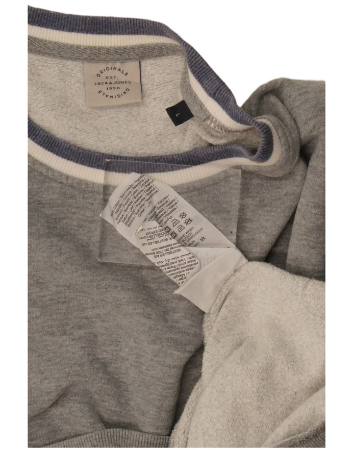 Jack & Jones Herren-Sweatshirt, Pullover, Größe L, Grau, Baumwolle