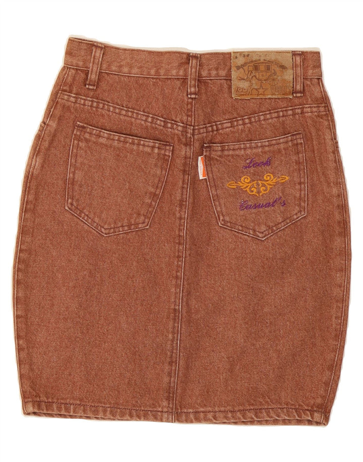 VINTAGE Womens Denim Skirt W30 Medium Brown Vintage Vintage and Second-Hand Vintage from Messina Hembry 
