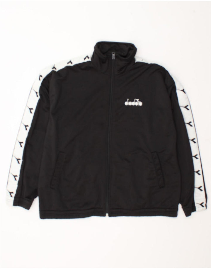 Diadora Herren-Trainingsanzugoberteil mit Grafik, UK 38, Mittelschwarz, Farbblock