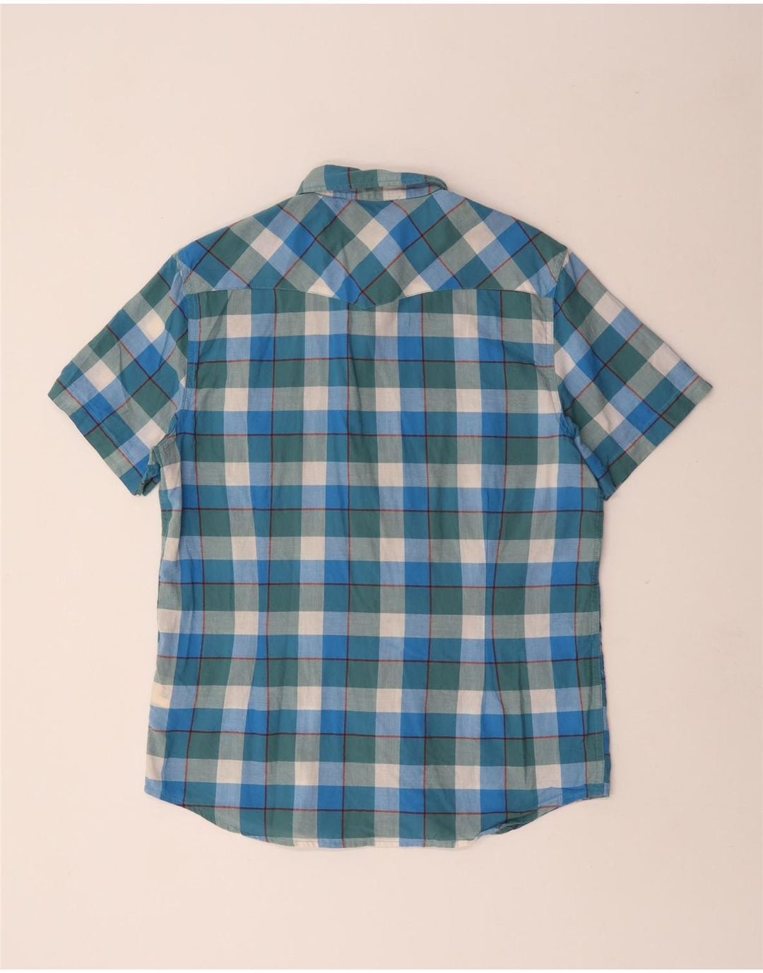 Lee Herren-Hemd, kurzärmelig, Slim-Fit, groß, blau kariert, Baumwolle