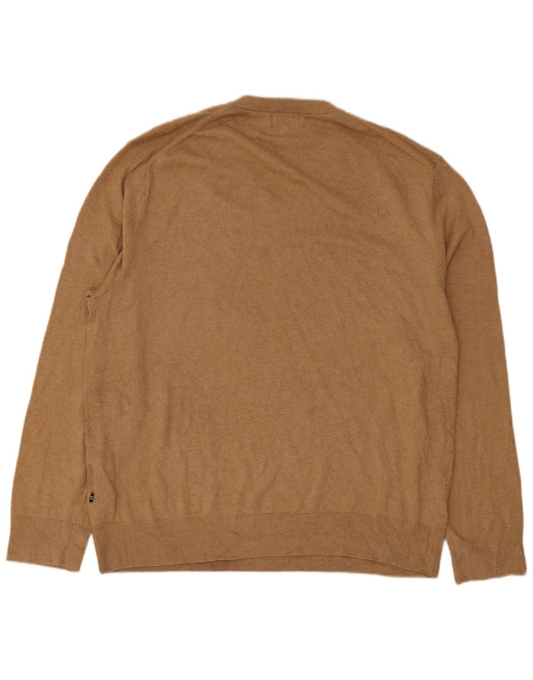 Nautica Herren-Pullover mit V-Ausschnitt, XL, beige Baumwolle