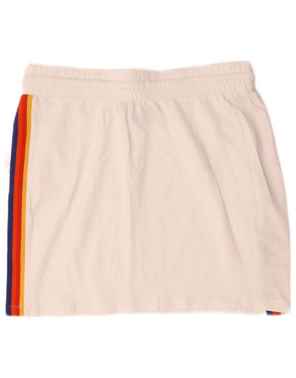 Superdry Damen Minirock UK 12 Medium W30 weiß gestreifte Baumwolle