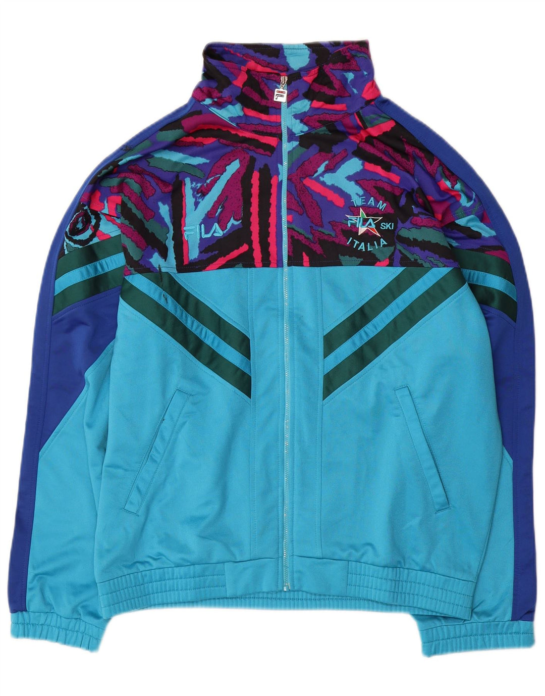 Fila Herren-Trainingsanzug aus mittelblauem Colourblock-Polyester
