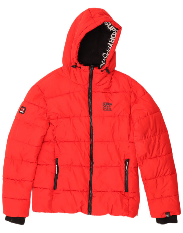 Superdry Herren-Jacke mit Kapuze, gepolstert, UK 40, Größe L, Rot, Polyester