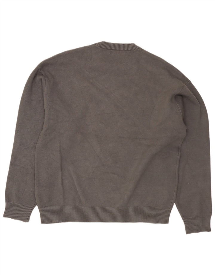 Zara Herren-Pullover mit Rundhalsausschnitt, Größe S, graue Viskose