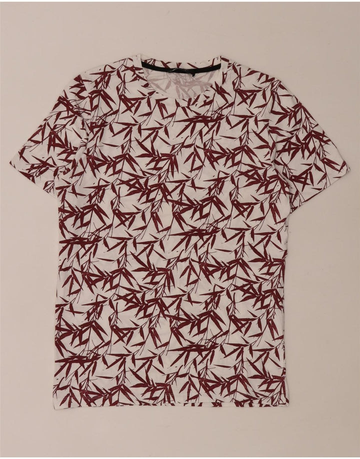 Jack & Jones Herren-T-Shirt-Oberteil aus mittelweißer, geblümter Baumwolle