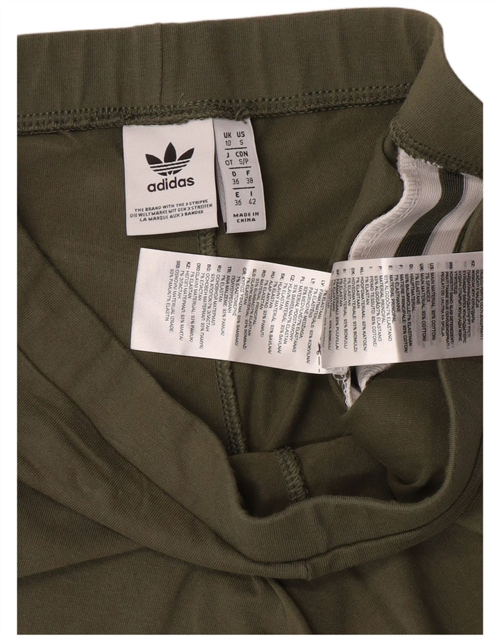ADIDAS Damen Leggings UK 10 Small Khaki Baumwolle