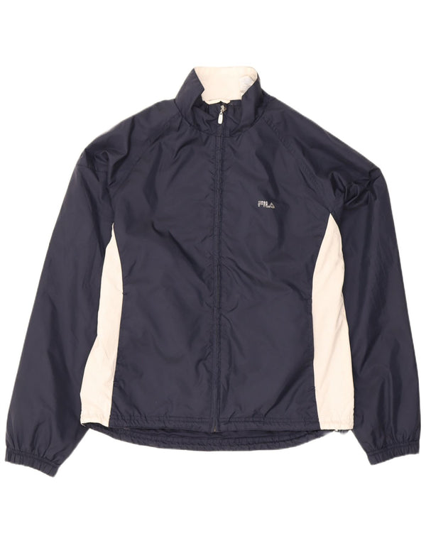 Fila Womens Tracksuit Top Jacket IT 44 Medium Navy Blue Colourblock