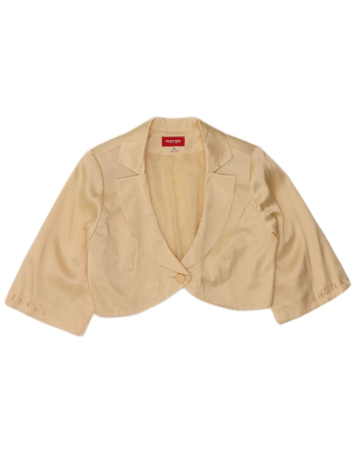 Vintage Damen 1/2 Ärmel Bolero Top IT 42 Medium Off White