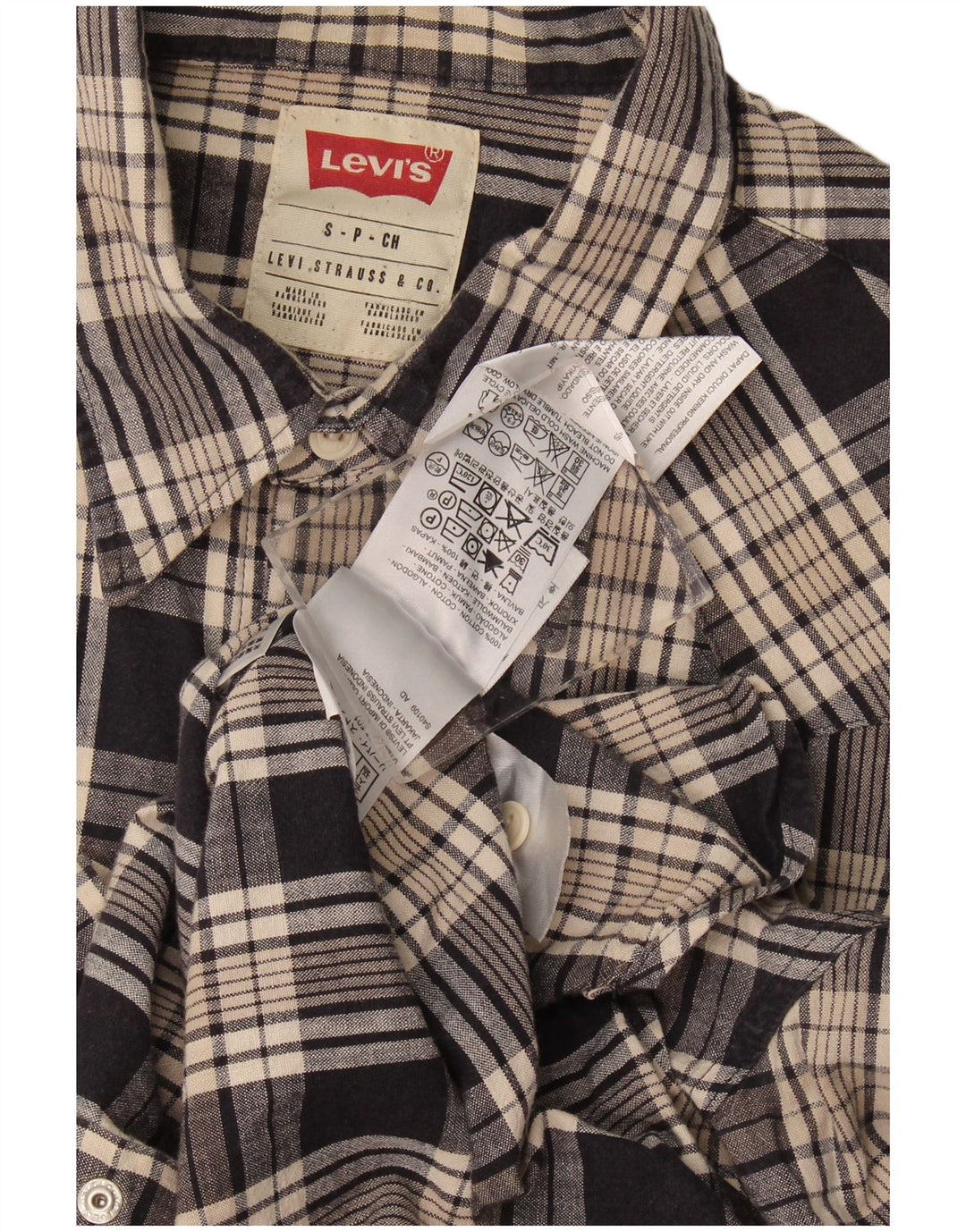 Levi's Herren-Flanellhemd, klein, grau kariert, Baumwolle