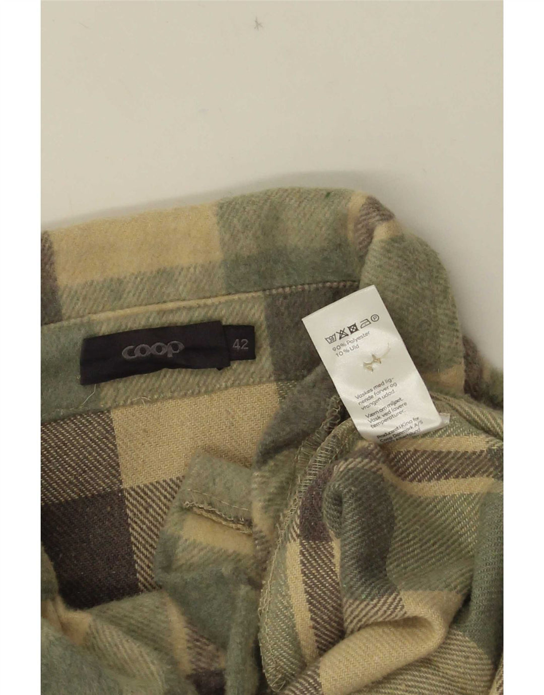 Vintage Damen Übergroßes Fleece-Overshirt-Hemd EU 42 Großer grüner Karo