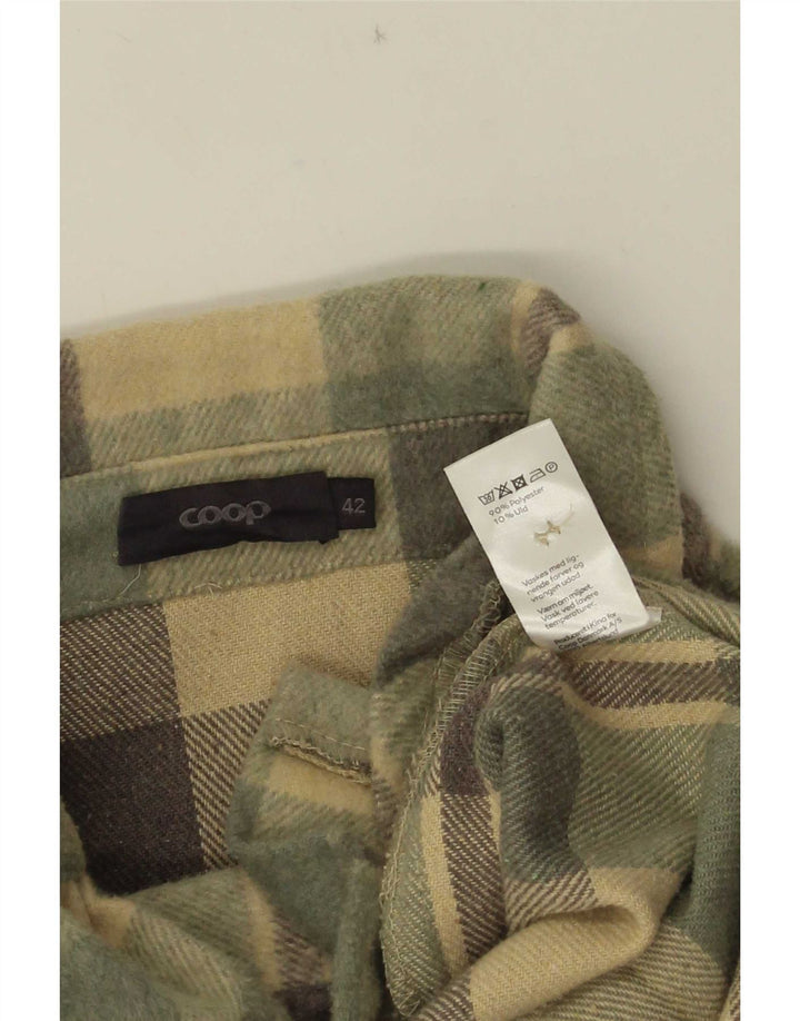 Vintage Damen Übergroßes Fleece-Overshirt-Hemd EU 42 Großer grüner Karo