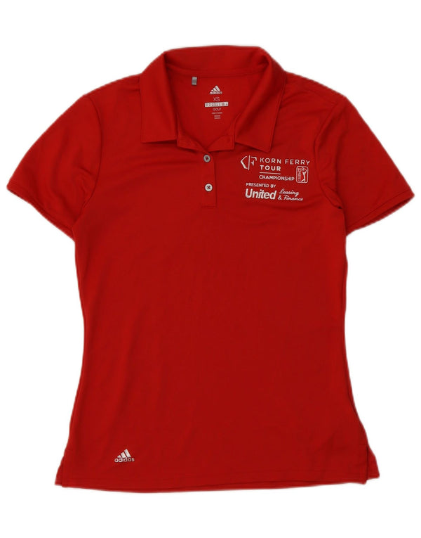 Adidas Damen Golf Graphic Poloshirt UK 6 XS Rot Polyester