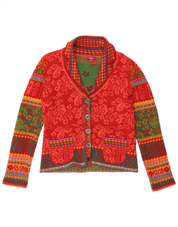 IVKO Damen-Cardigan-Pullover UK 14 Große rote Paisley-Wolle