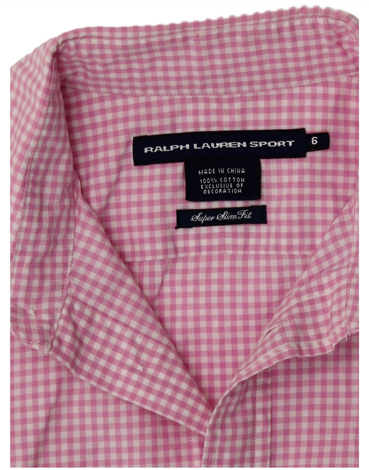 Ralph Lauren Damen Kurzarmhemd US 6 Mittelrosa Gingham