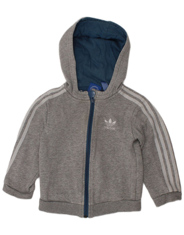 Adidas Baby-Jungen-Kapuzenpullover mit Reißverschluss, 18–24 Monate, graue Baumwolle