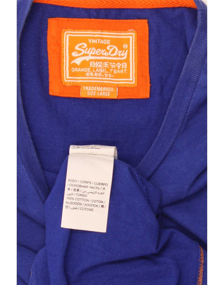Superdry Herren T-Shirt Top Large Blau Baumwolle