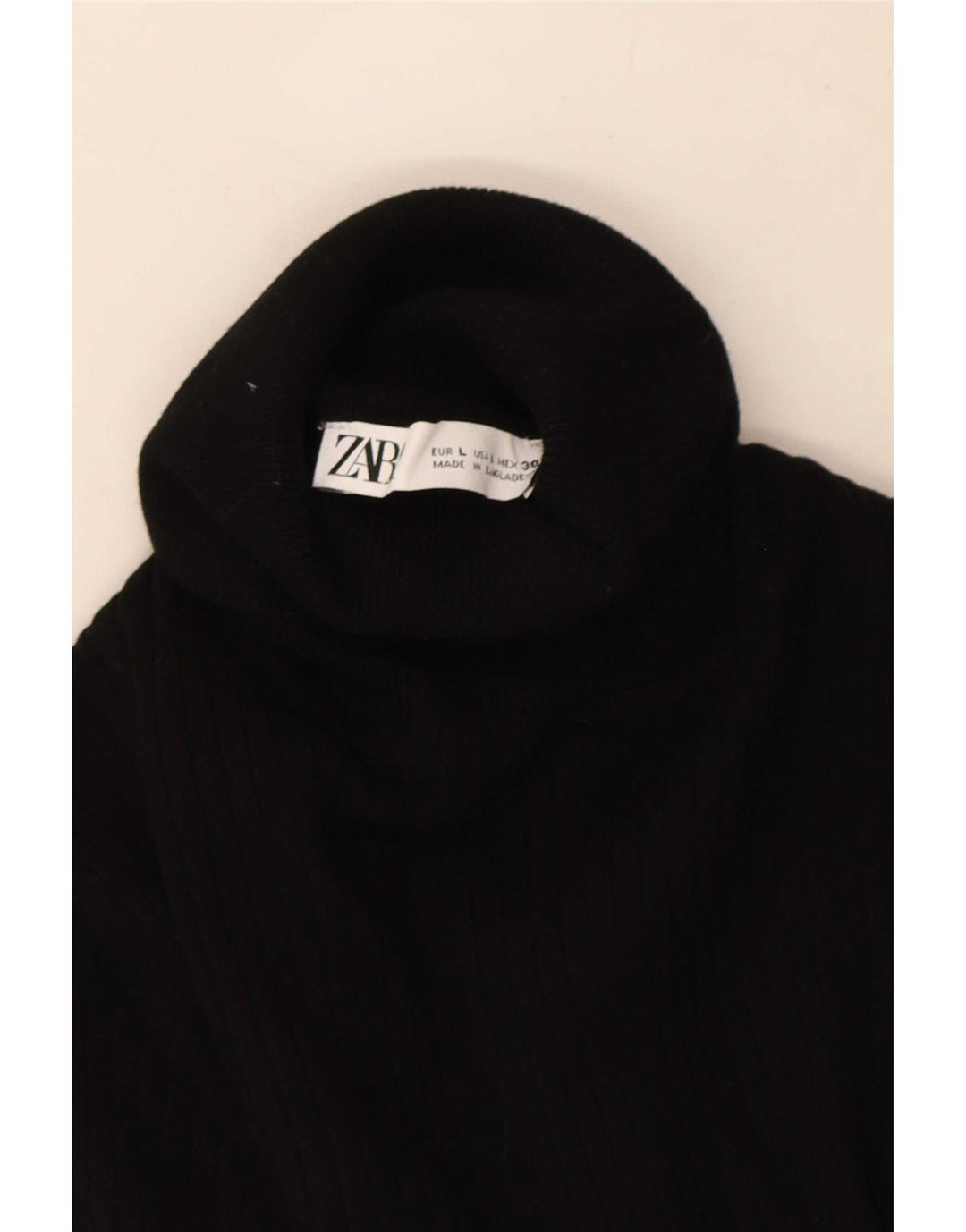 Zara Damen Crop Rollkragenpullover Pullover UK 14 Large Schwarz