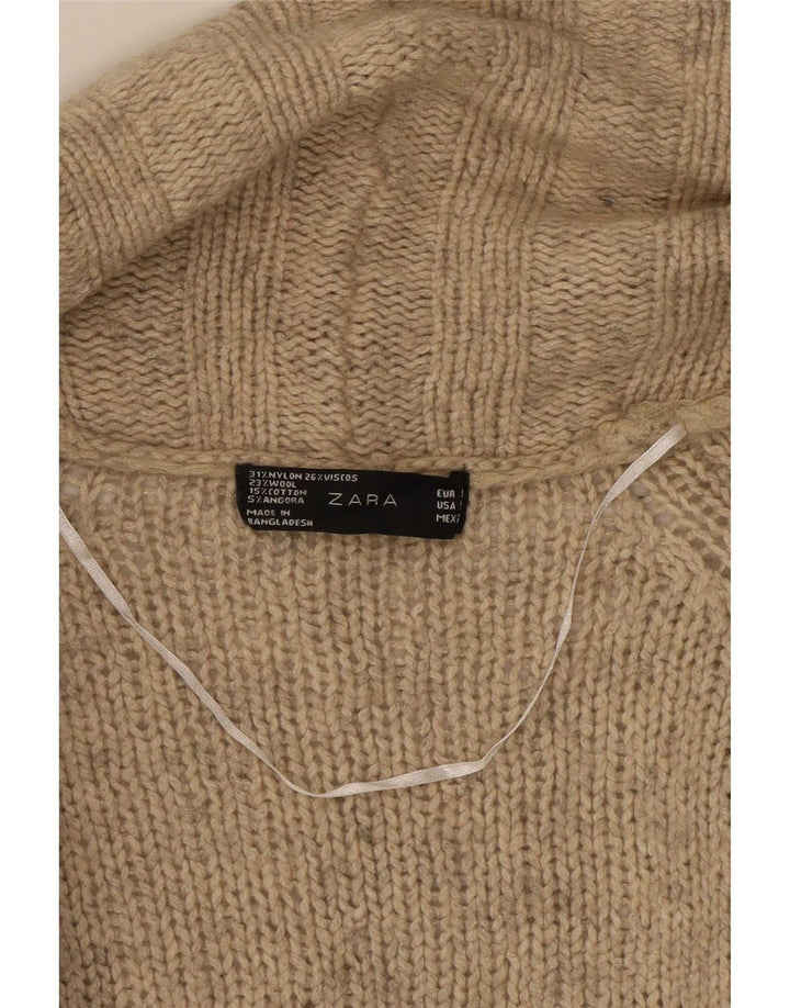 Offener Cardigan für Damen von Zara, Gr. 10, Größe S, Beige, Nylon