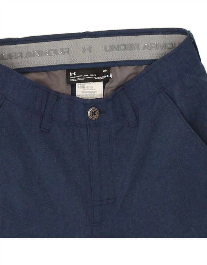 UNDER ARMOUR Womens Chino Shorts W30 Medium  Navy Blue Polyester Vintage Under Armour and Second-Hand Under Armour from Messina Hembry 