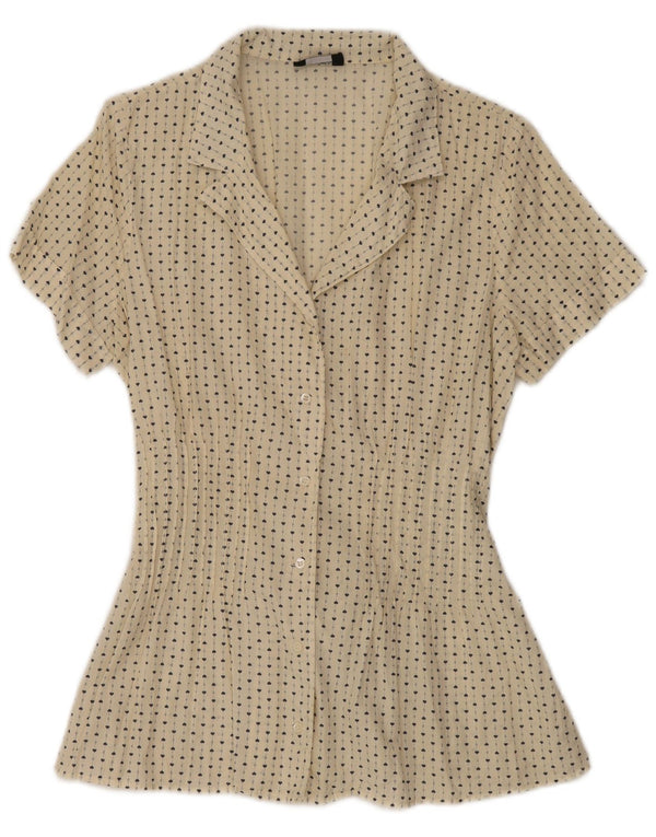 Max & Co. Kurzarm-Hemdbluse für Damen, UK 14, Größe L, gebrochenes Weiß, Nadelstreifen