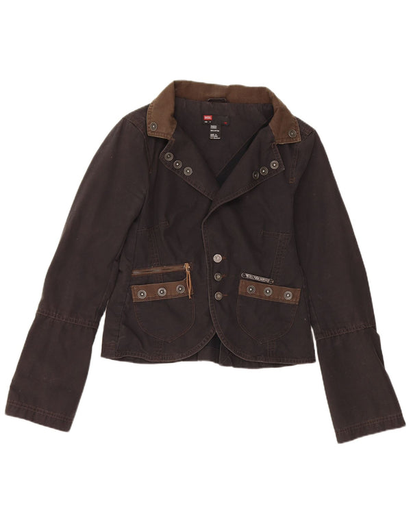 Diesel Damen-Blazerjacke mit 3 Knöpfen, UK 12, mittelschwarz, Baumwolle