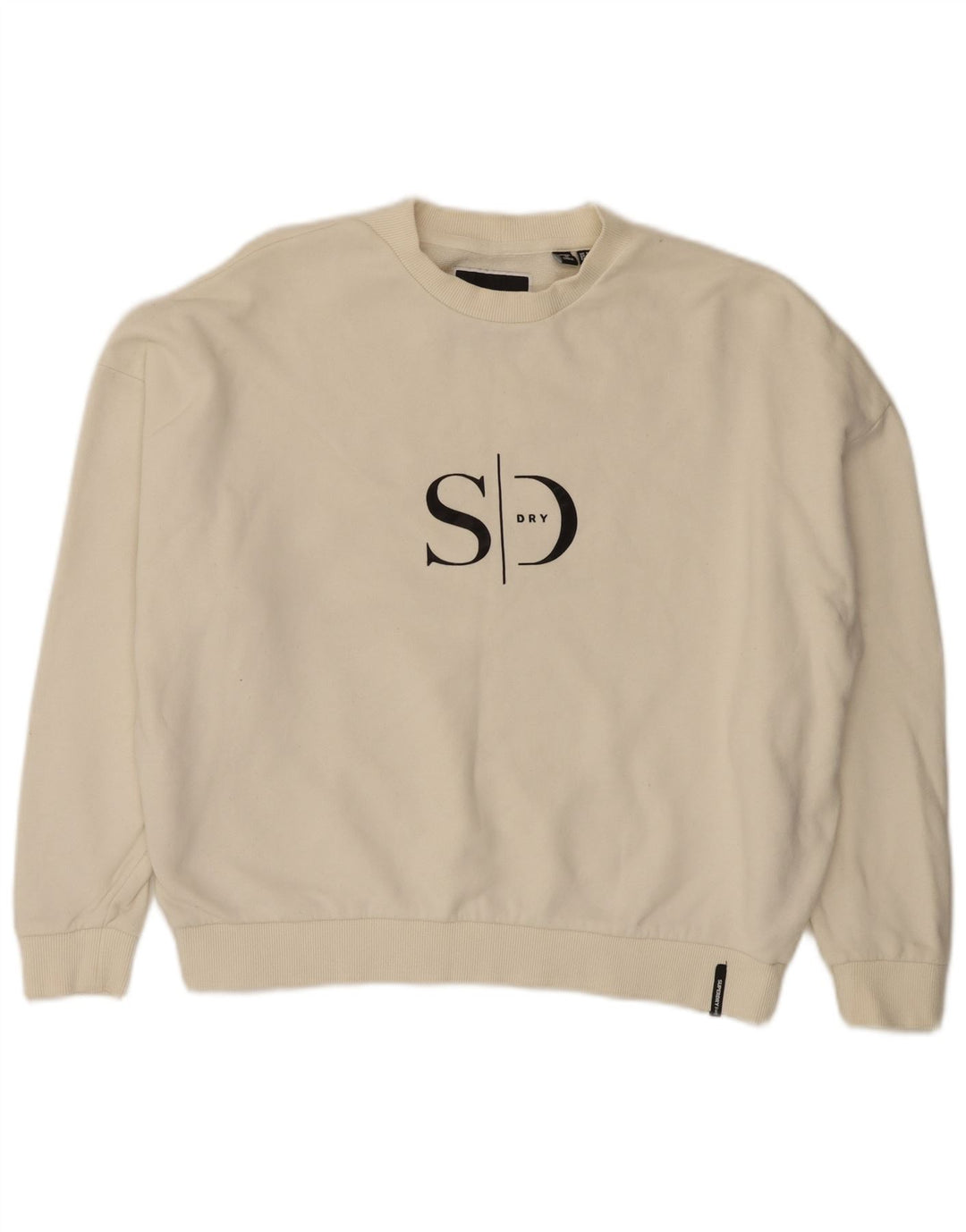 Superdry Damen-Sweatshirt in Übergröße, kurz geschnitten, Gr. 8, Off-White