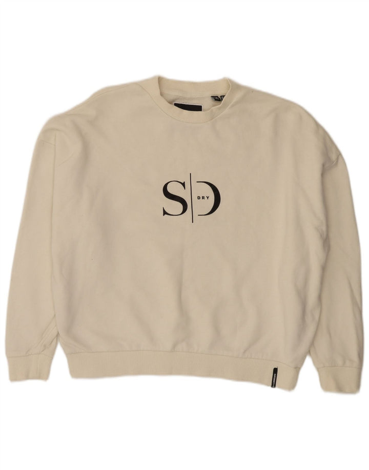 Superdry Damen-Sweatshirt in Übergröße, kurz geschnitten, Gr. 8, Off-White