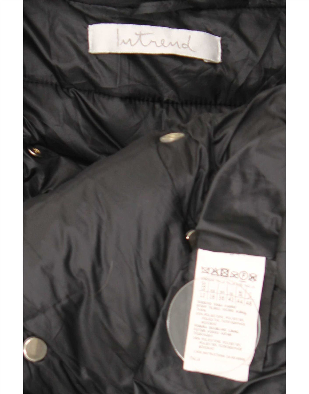 Intrend Damen Zweireihiger wattierter Mantel UK 16 Large Schwarz Polyester