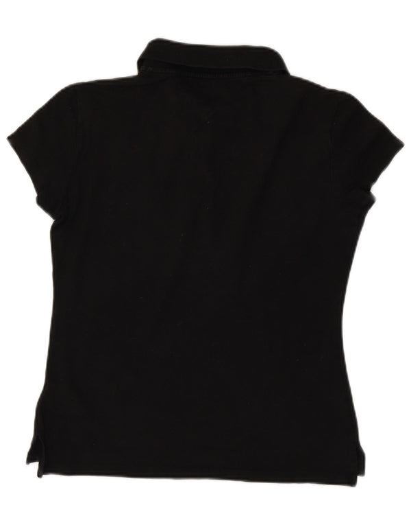 Tommy Hilfiger Damen Slim Fit Poloshirt UK 14 Large Schwarz Baumwolle