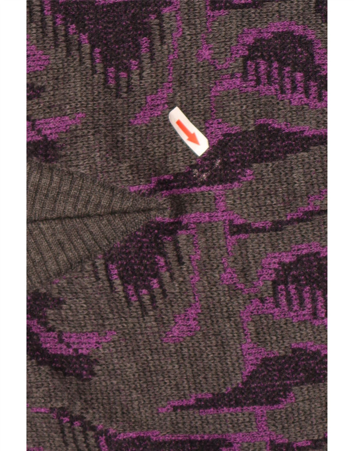 Rasica Damen-Pullover mit abstraktem Muster und V-Ausschnitt, Gr. 46, Grau