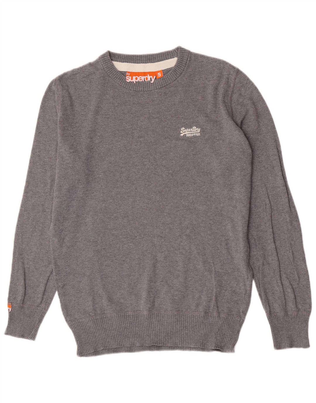 Superdry Herren-Pullover mit U-Boot-Ausschnitt, Größe S, grau gefleckte Baumwolle
