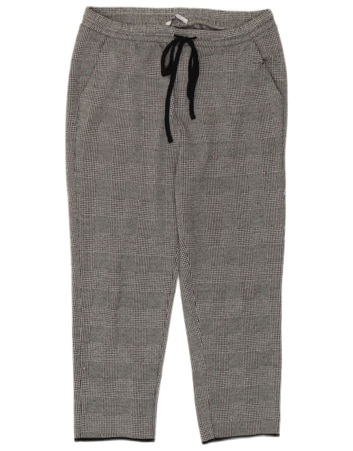 Zara Damen Crop-Trainingshose UK 12 Mittelgrauer Hahnentritt