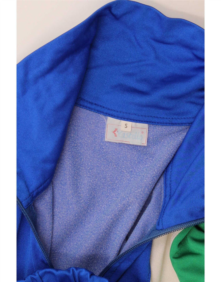 Vintage Herren-Trainingsanzug-Top-Jacke, klein, blau, Farbblock