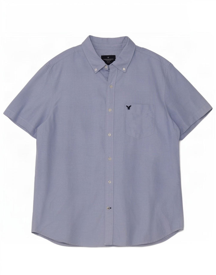 American Eagle Herren-Hemd, kurzärmelig, klassische Passform, XL, Blau, Baumwolle