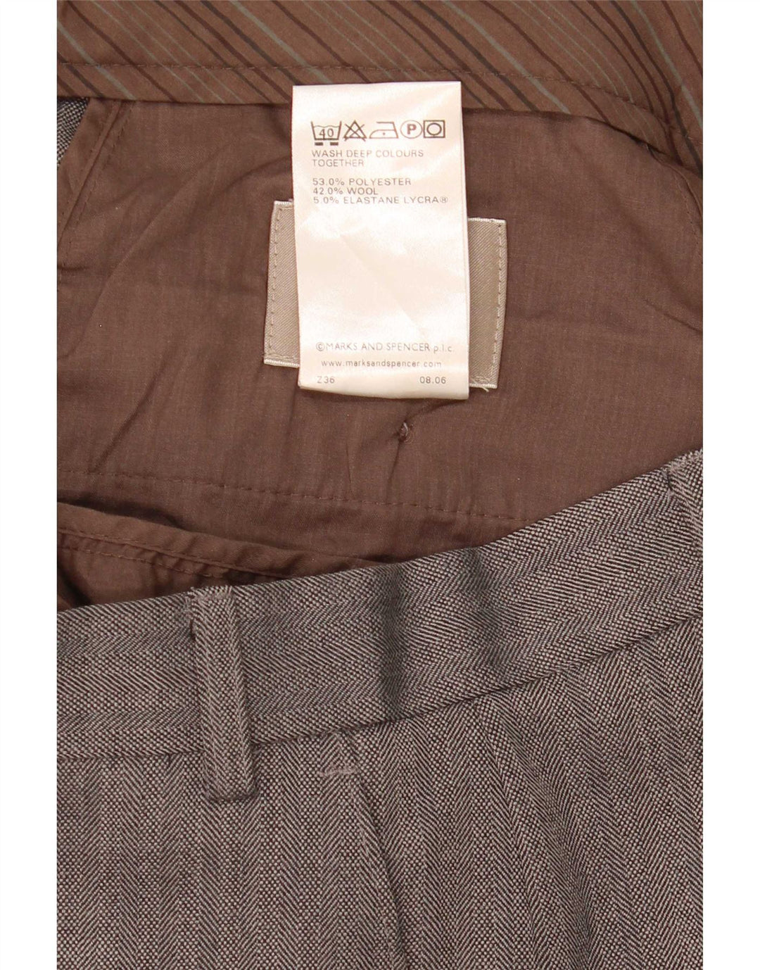 Gerade Herren-Anzughose von Marks & Spencer, W40, L29, graues Fischgrätenmuster