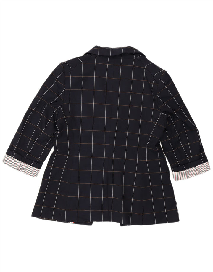 Tommy Hilfiger Damen-Blazerjacke mit 1 Knopf, US 12, groß, marineblau kariert