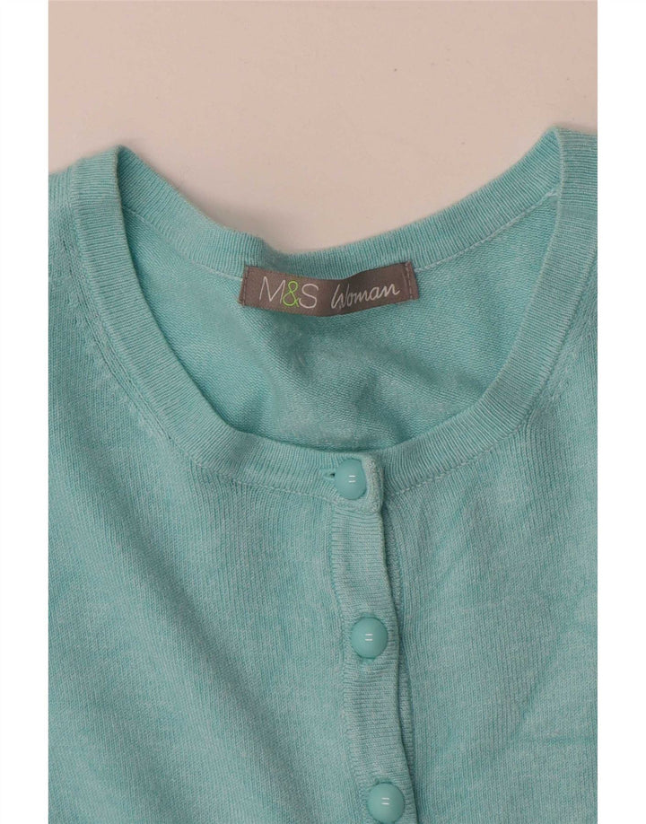 Marks & Spencer Damen Strickjacke Pullover UK 14 Mittelblau