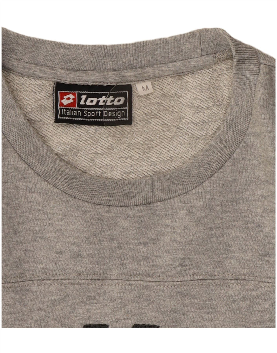 Lotto Damen Grafik-Sweatshirt-Pullover UK 14 Mittelgrau gefleckte Baumwolle