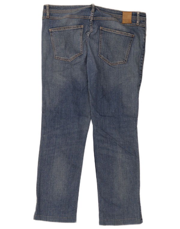 Zara Damen Distressed Straight Jeans EU 42 Large W32 L26 Blau