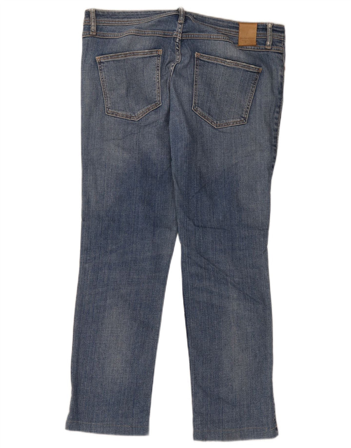 Zara Damen Distressed Straight Jeans EU 42 Large W32 L26 Blau