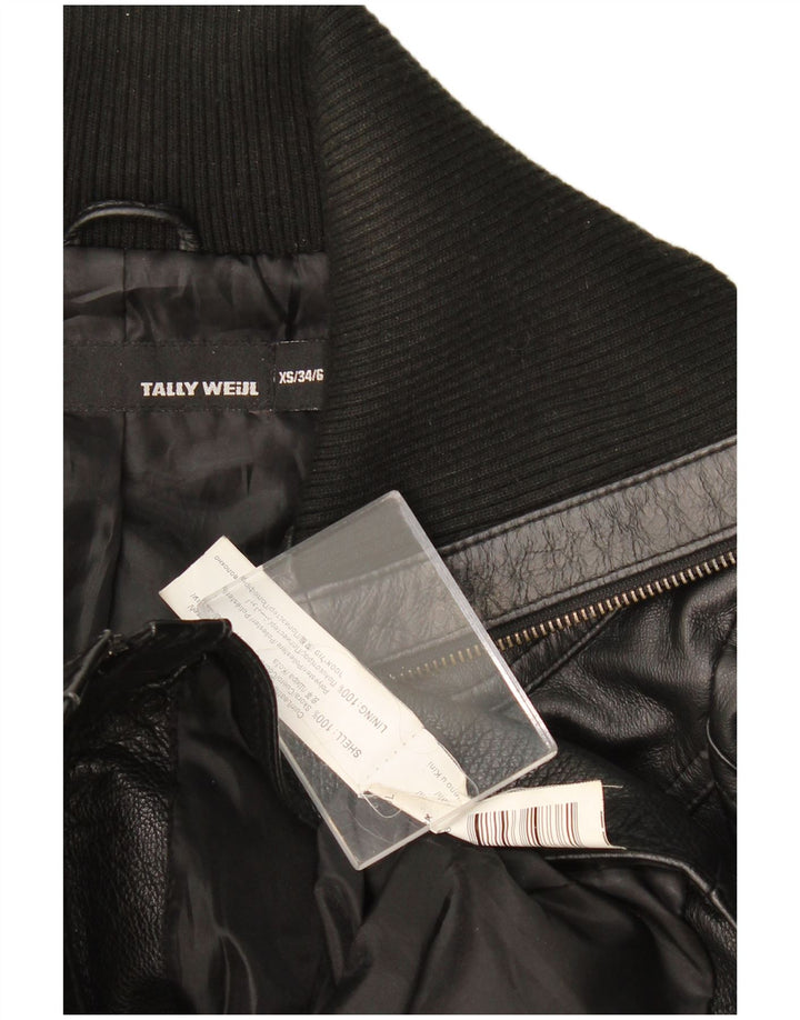 Tally Weil Damen Lederjacke UK 6 XS Schwarzes Leder