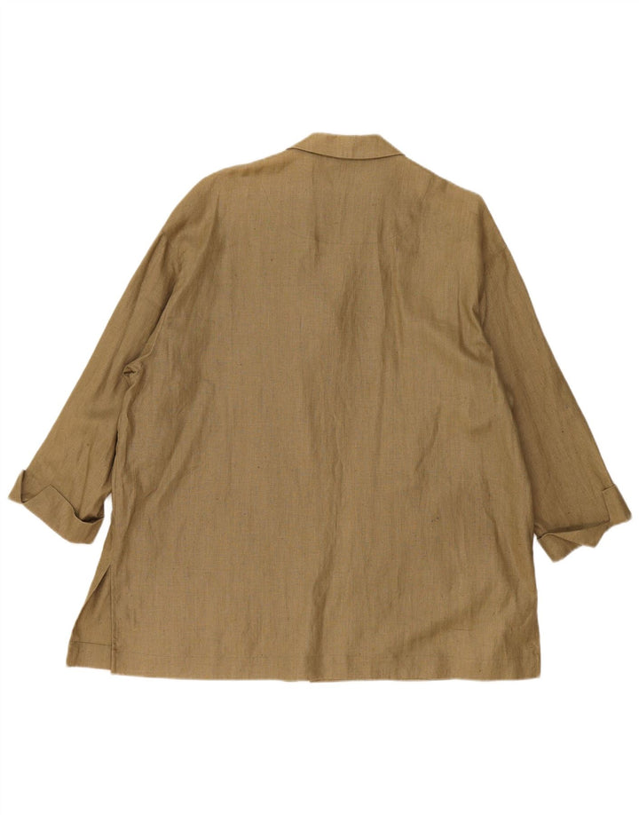 Marc Aurel Damen-Blazer mit übergroßen 4 Knöpfen, Größe UK 14, mittleres Khaki-Leinen